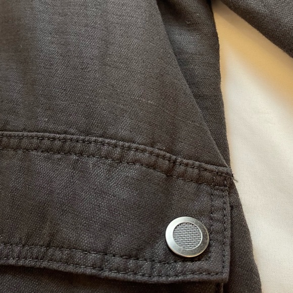 Free People Linen Blend Bomber Utility Jacket Washed Black M - Picture 14 of 16